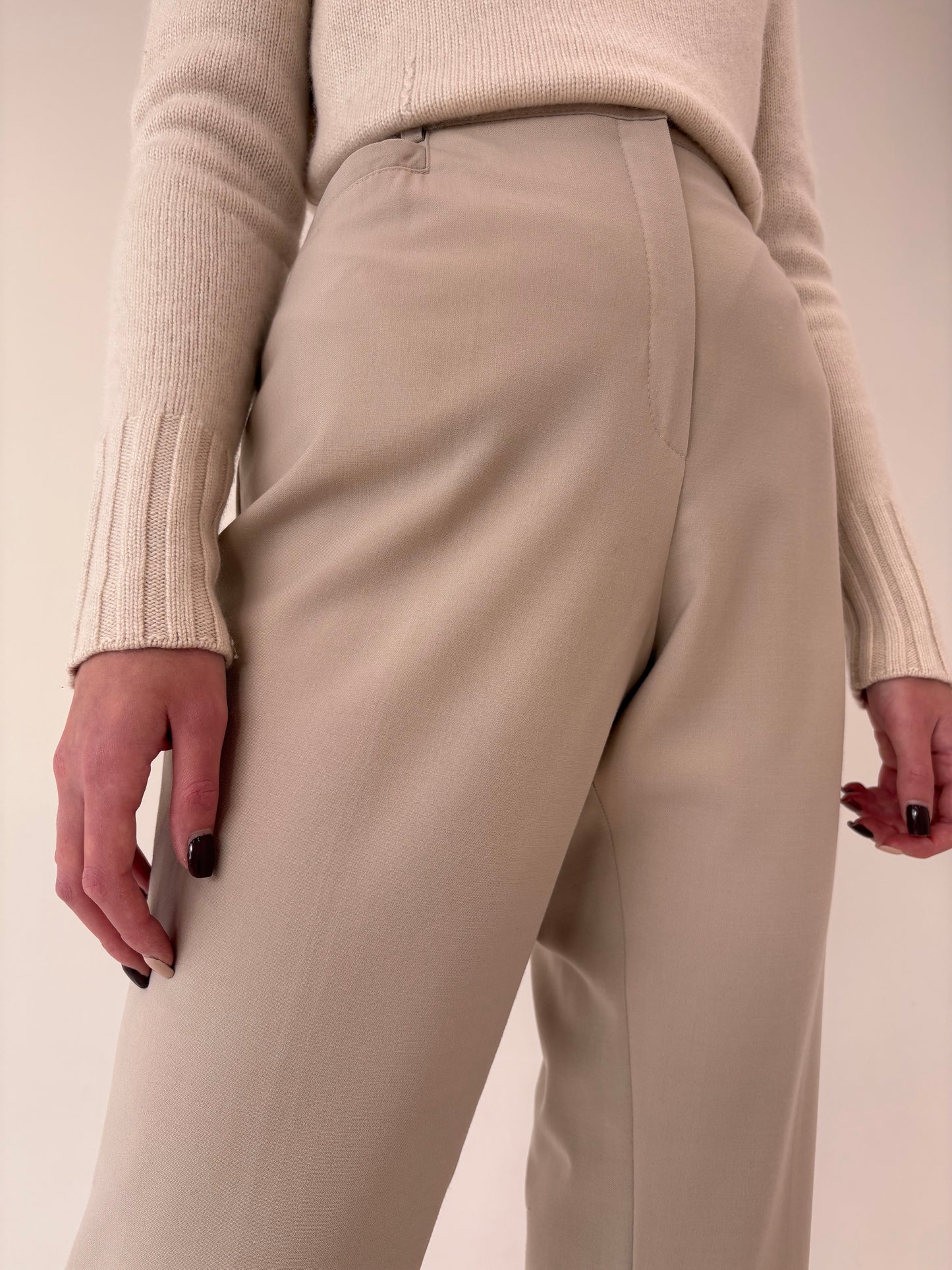 Pantaloni light nude noi din lana extrafina ultra confort