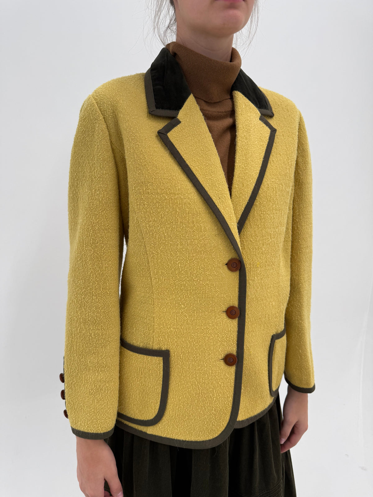 Sacou de brand luxury italian Liola din tricot de lana și alpaka cu paspoal