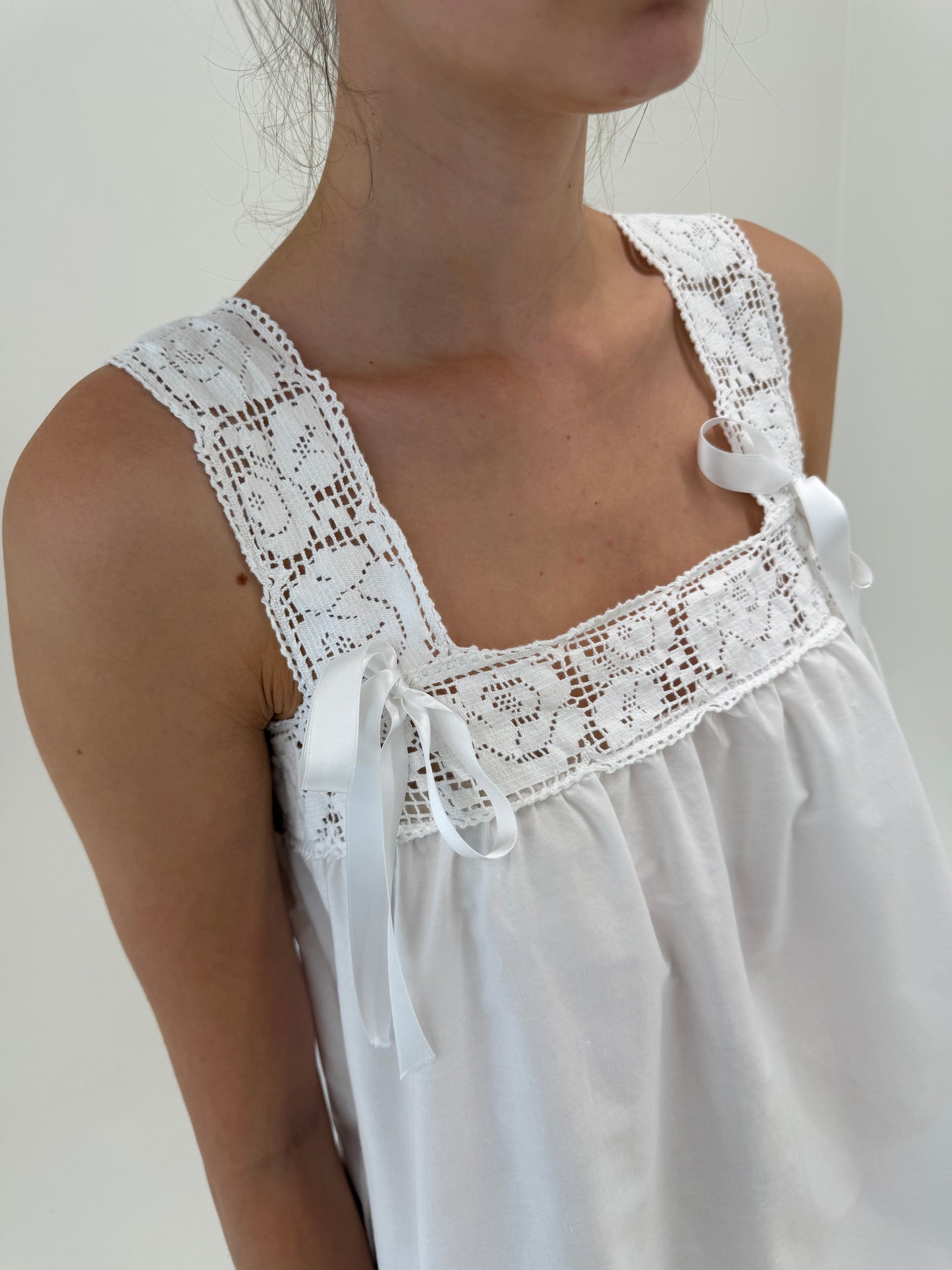 Set vintage din panzica de bumbac cu dantelă macrame lucrată manual