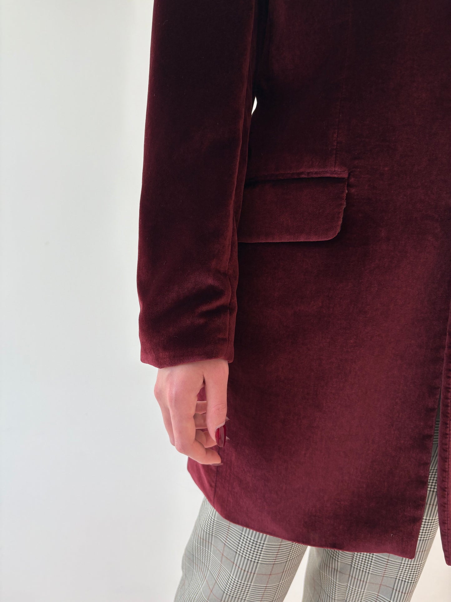 Pardesiu din catifea premium burgundy tall