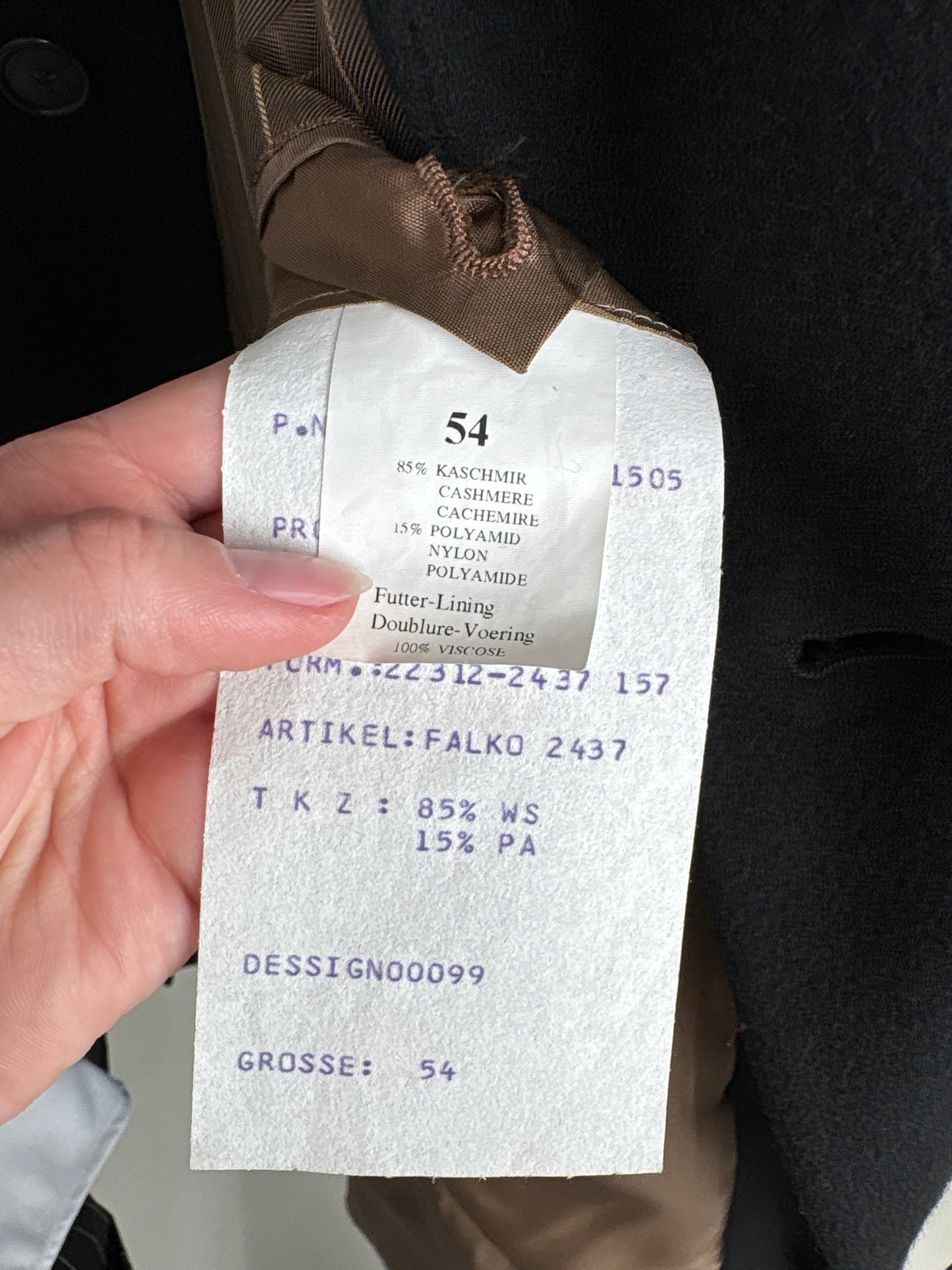 Palton negru din stofă 100% cașmir cu talie reglabilă din cordon