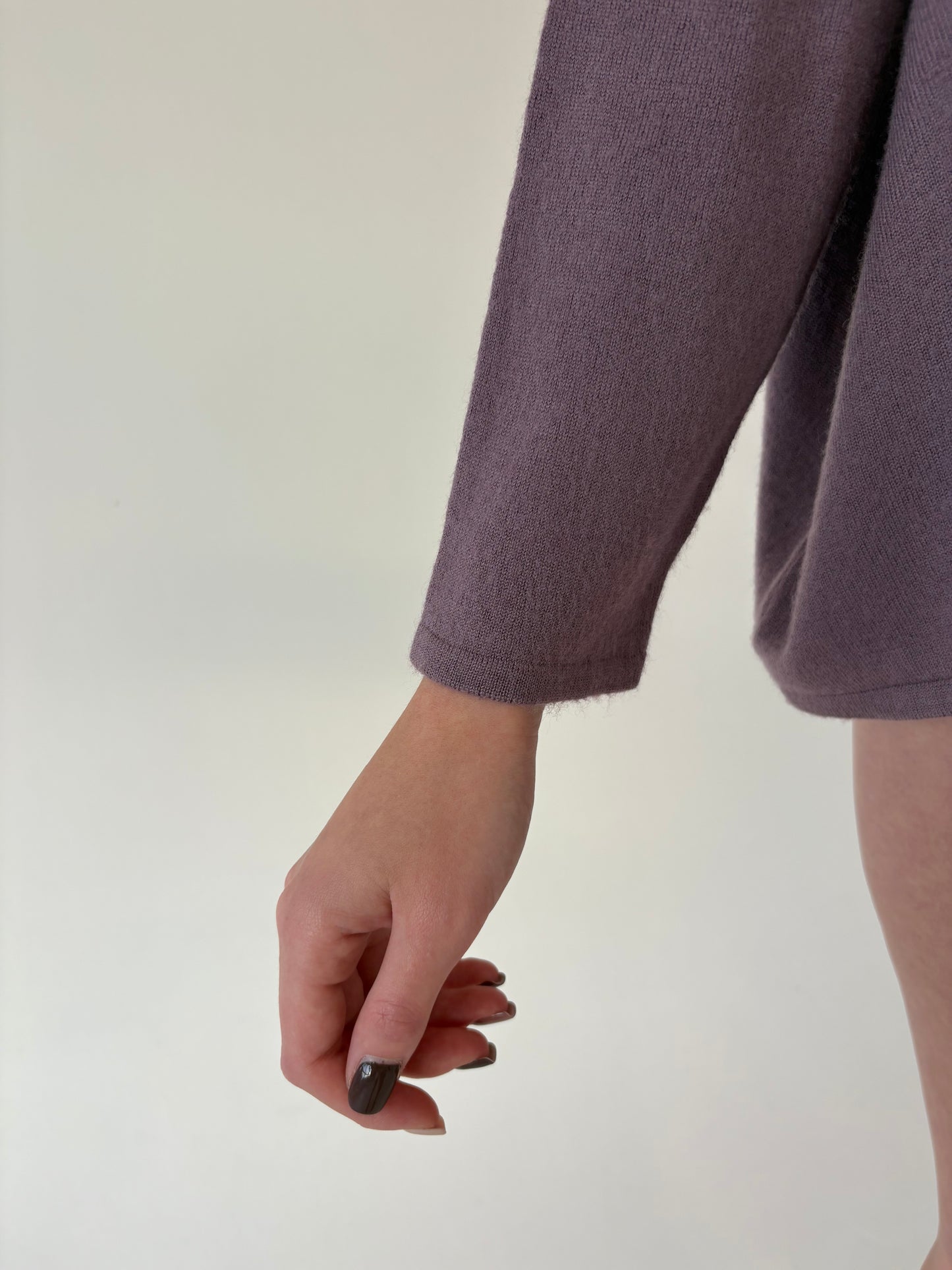 Pulover tip capa dusty lavender din lana merino extrafina