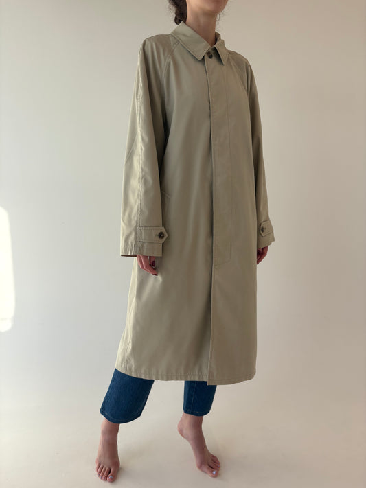 Trench vintage light nude din gabardină impermeabil