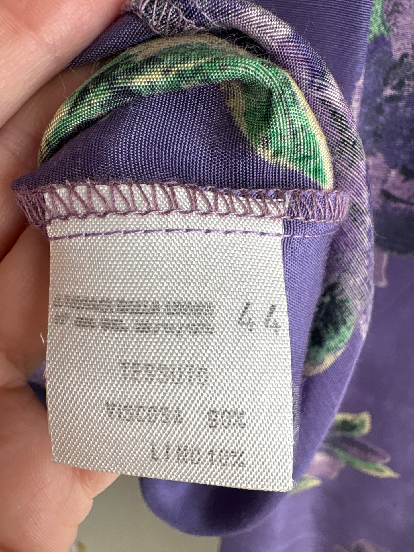 Fustă vintage lavandă cu print floral și talie ultra marcată înaltă din panzica