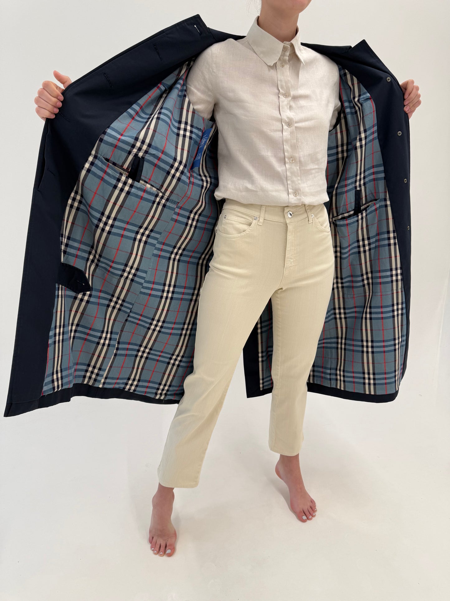 Trench Burberry vintage în croi lung Navy blue