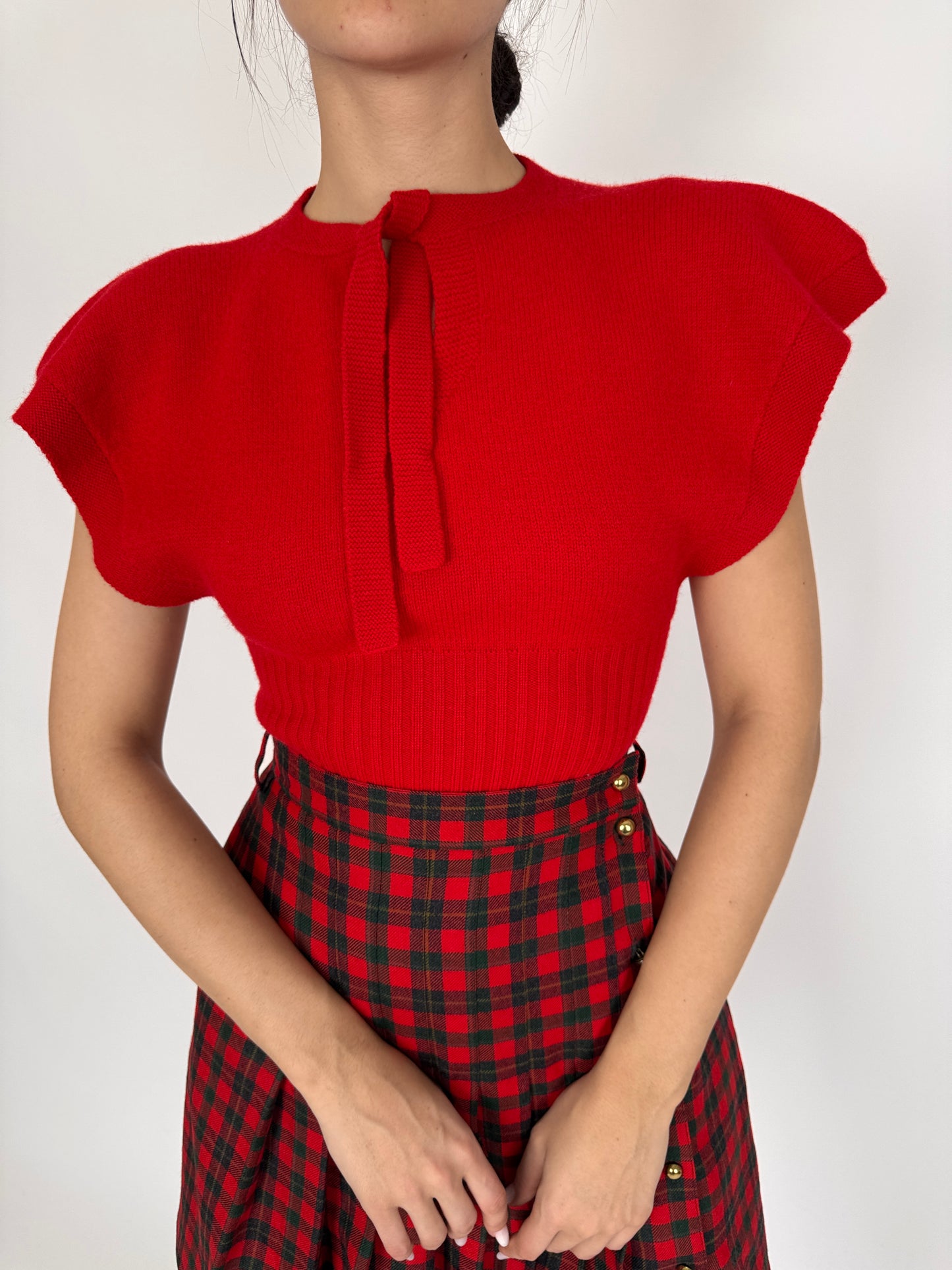 Top vintage luxury italian cherry red din lana extrafina