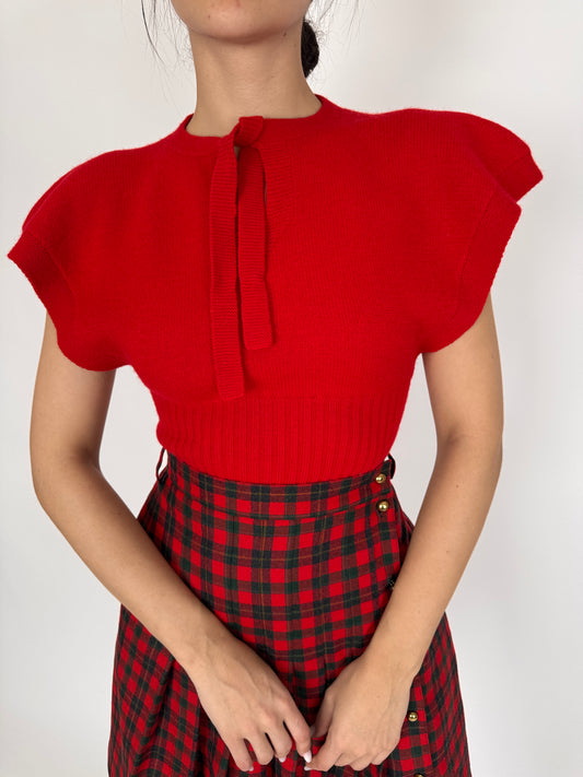 Top vintage luxury italian cherry red din lana extrafina