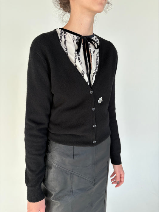 Cardigan negru din cașmir de brand premium italian