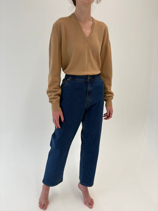 Jeans vintage plus size plini modelatori cu talie generoasă