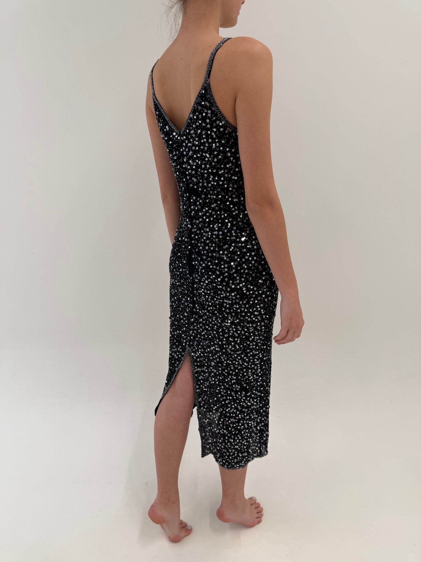 LBD vintage maxi bijterie integral cu aplicații manuale pe bază de mătase naturală