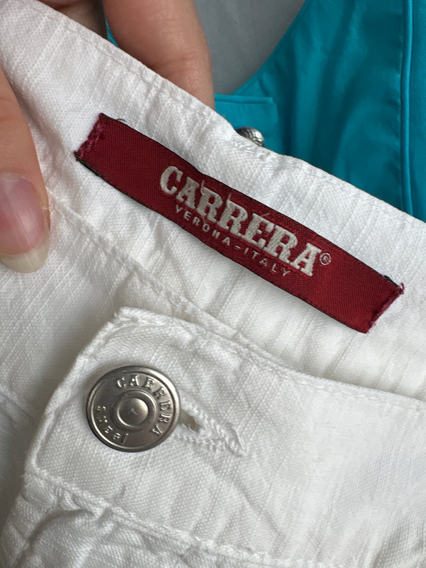 Jeans alb de vară premium italian în croi clasic