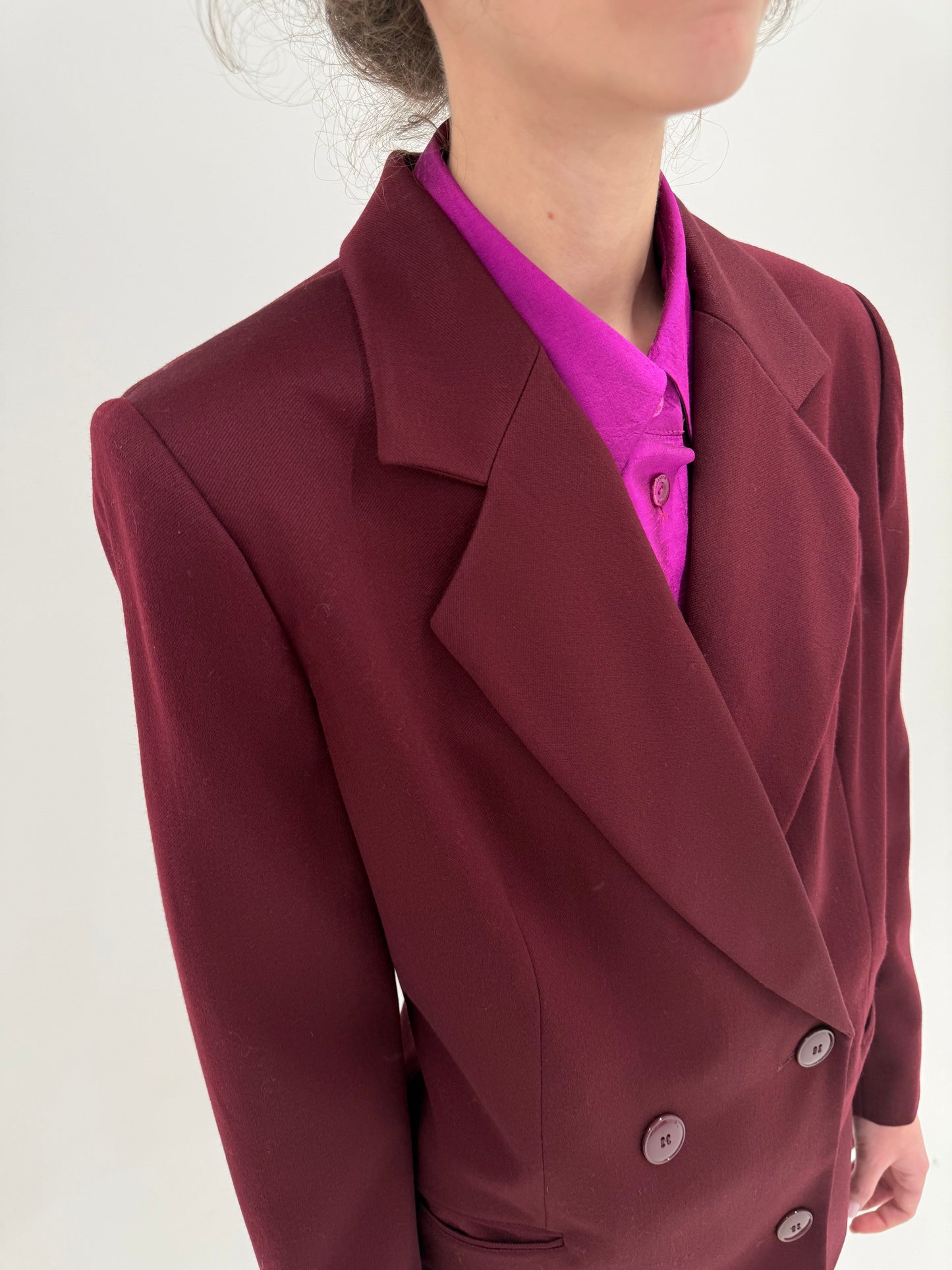 Sacou luxury Gianfranco Ferre burgundy din lana extrafina de la zi la seară