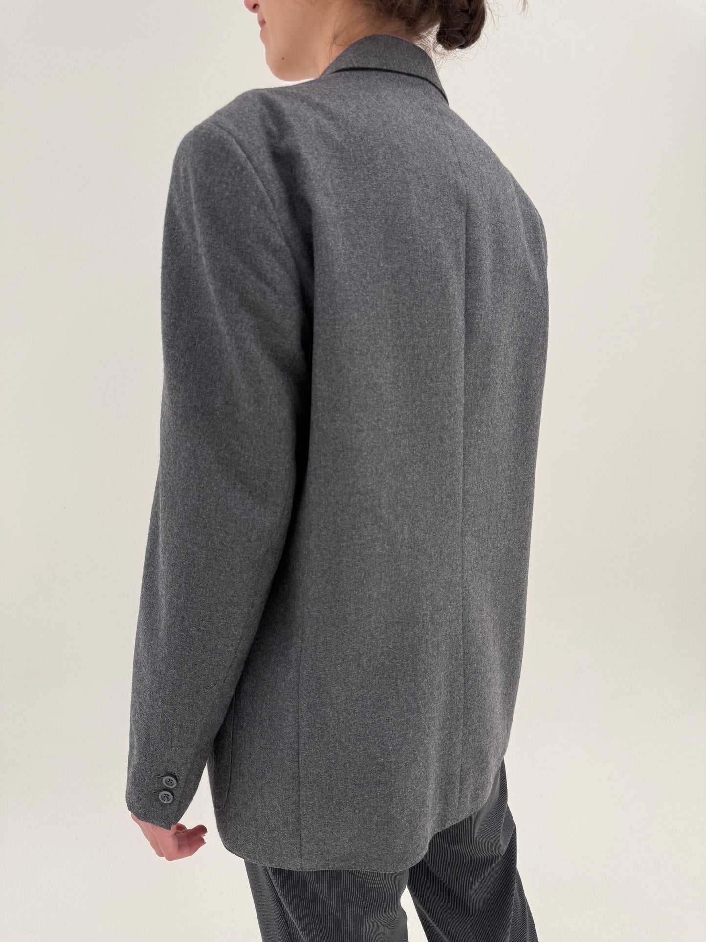 Sacou în stil Prada din lana extrafina plină pebble gray