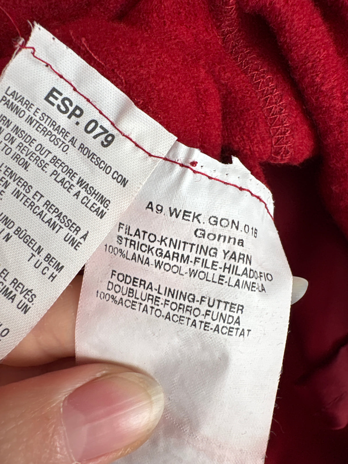 Fustă Max Mara merlot red din boiled wool în croi ușor A-line