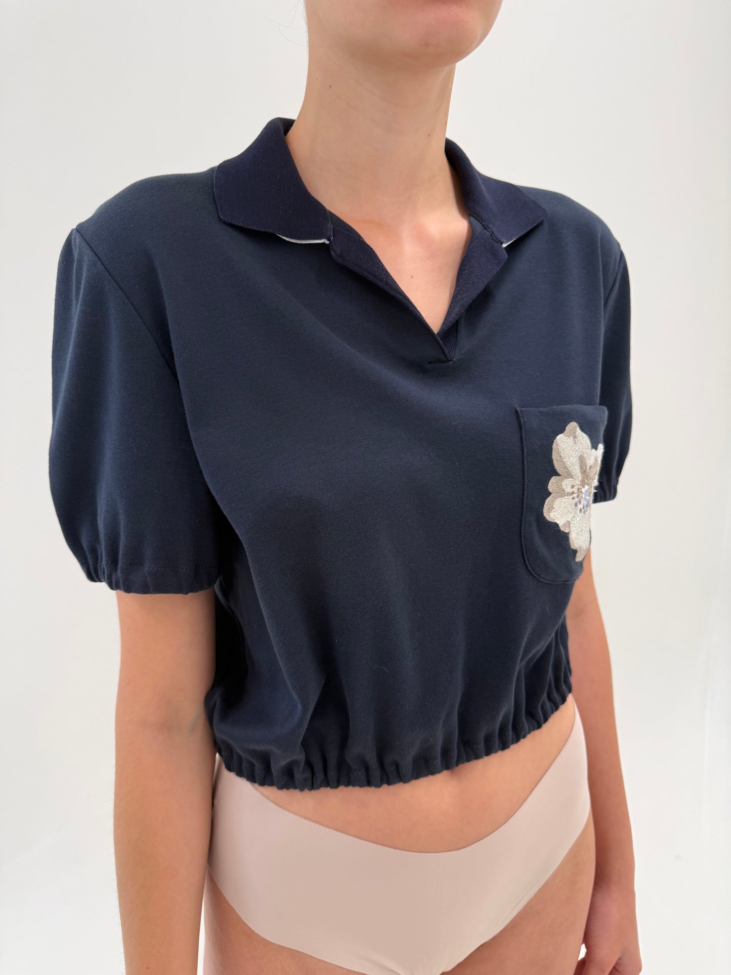 Top polo Valentino cu broderie din bumbac excepțional