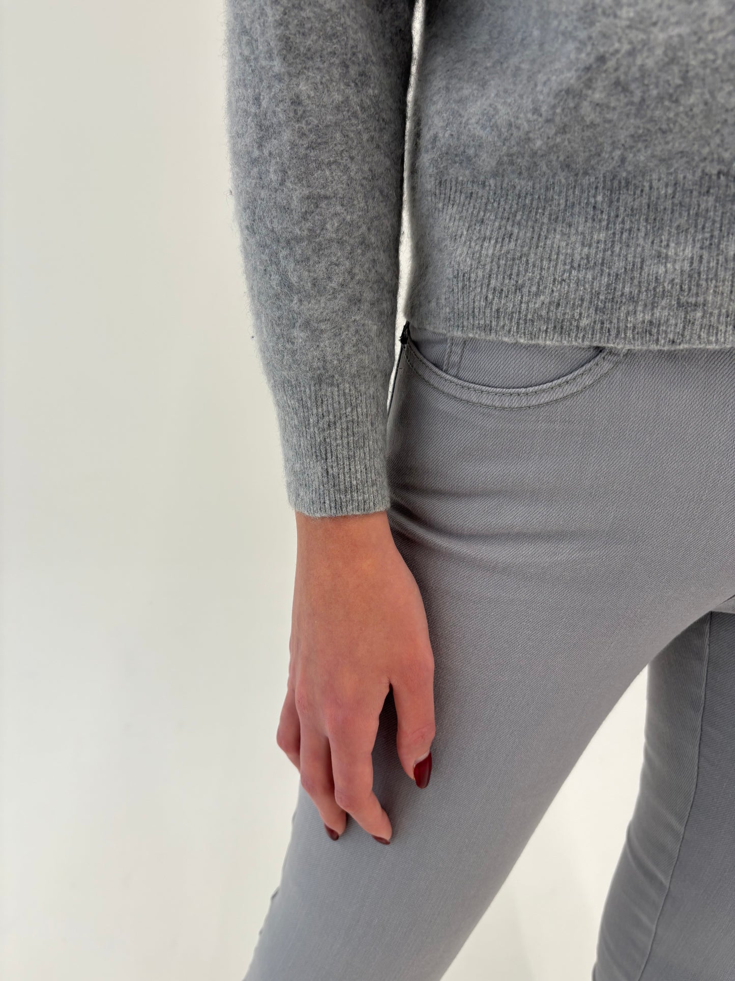 Pulover silver gray din cașmir gros de gramaj mare