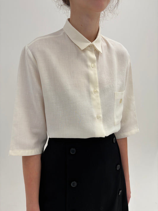 Cămașa butter white din lana extrafina