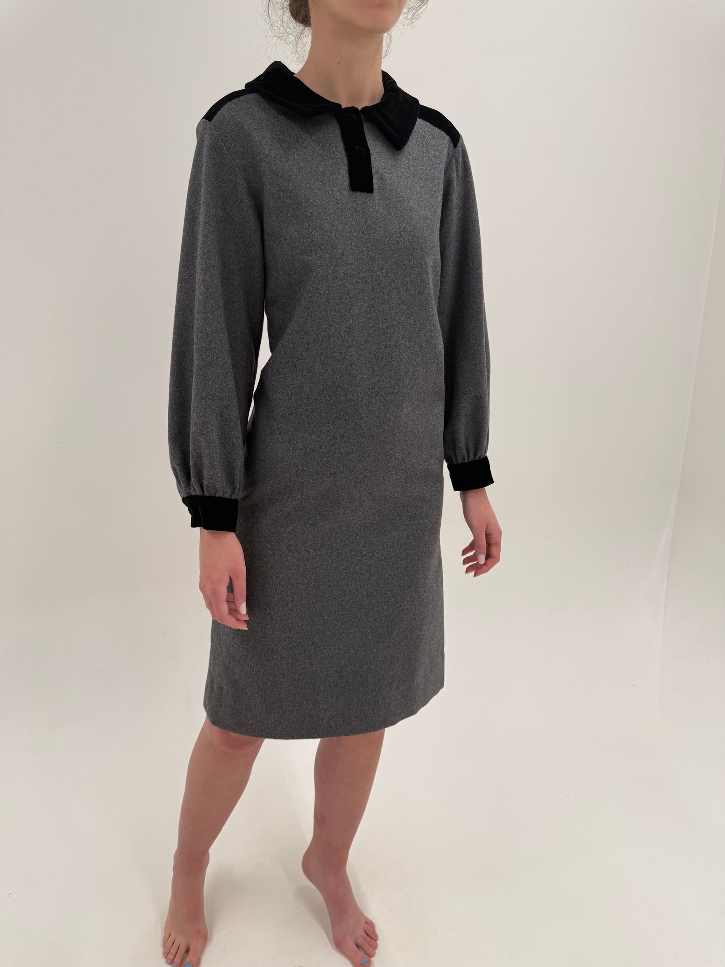 Rochie Old vintage late 70s din flanel de lana extrafina