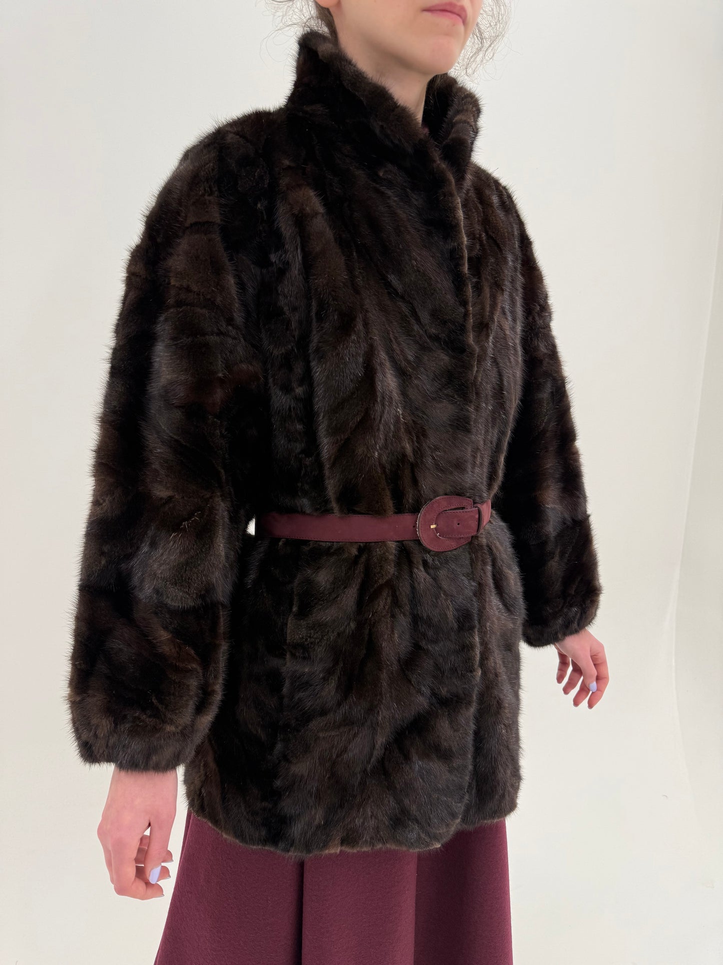 Blană naturală de nurcă excepțională dark chocolate brown