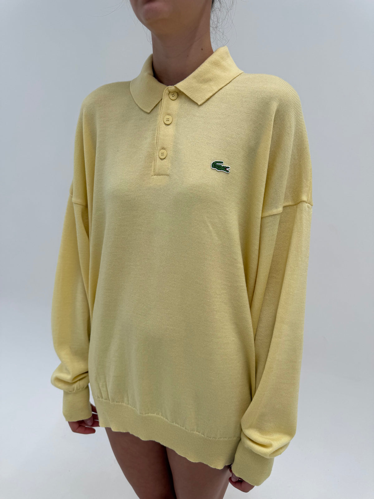Pulover polo Lacoste plus size din lana extrafina pura virgină certificată