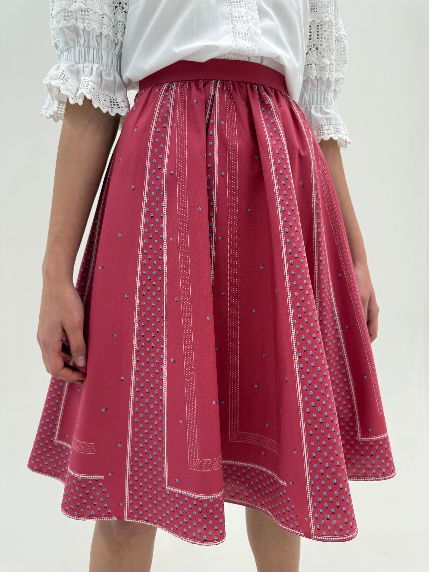 Fustă vintage din pânză de bumbac dusty rose Pink