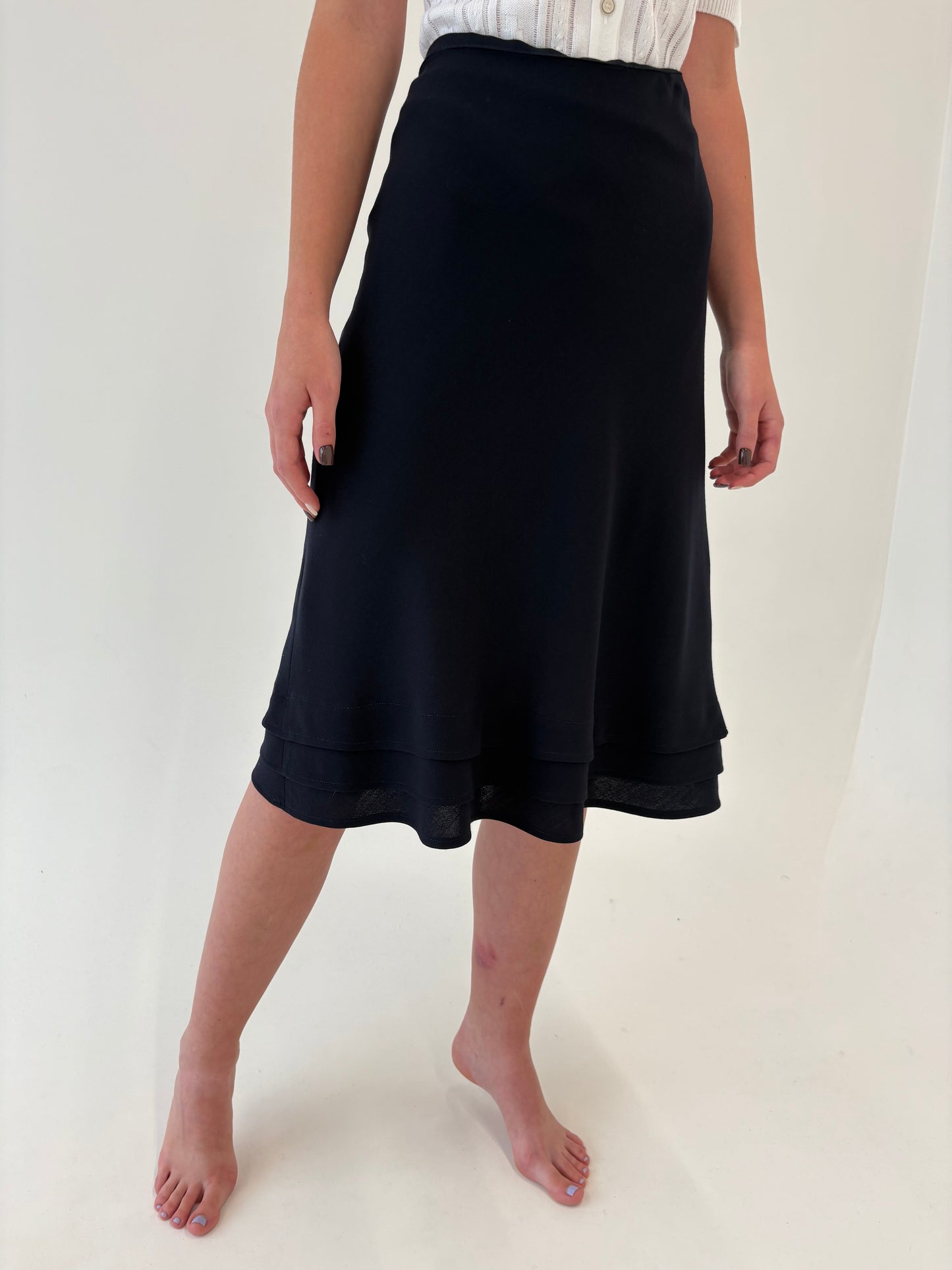 Fustă Navy italiană din stofă excepțională de lana extrafina în bie