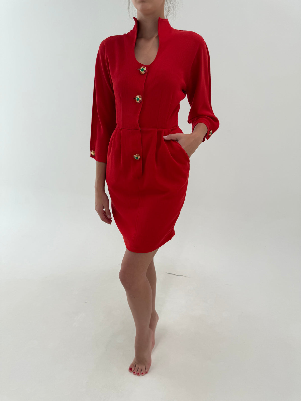 Rochie vintage de brand luxury italian Pinuccia Botondi Milano din lana extrafina