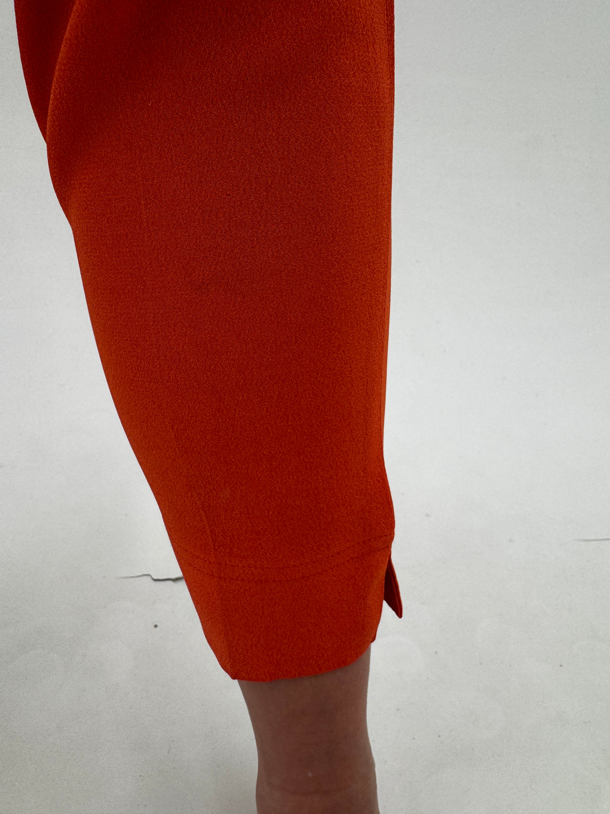 Pantaloni Moschino țigaretă oranj din crep extrem de calitativ cu talie ultra înaltă