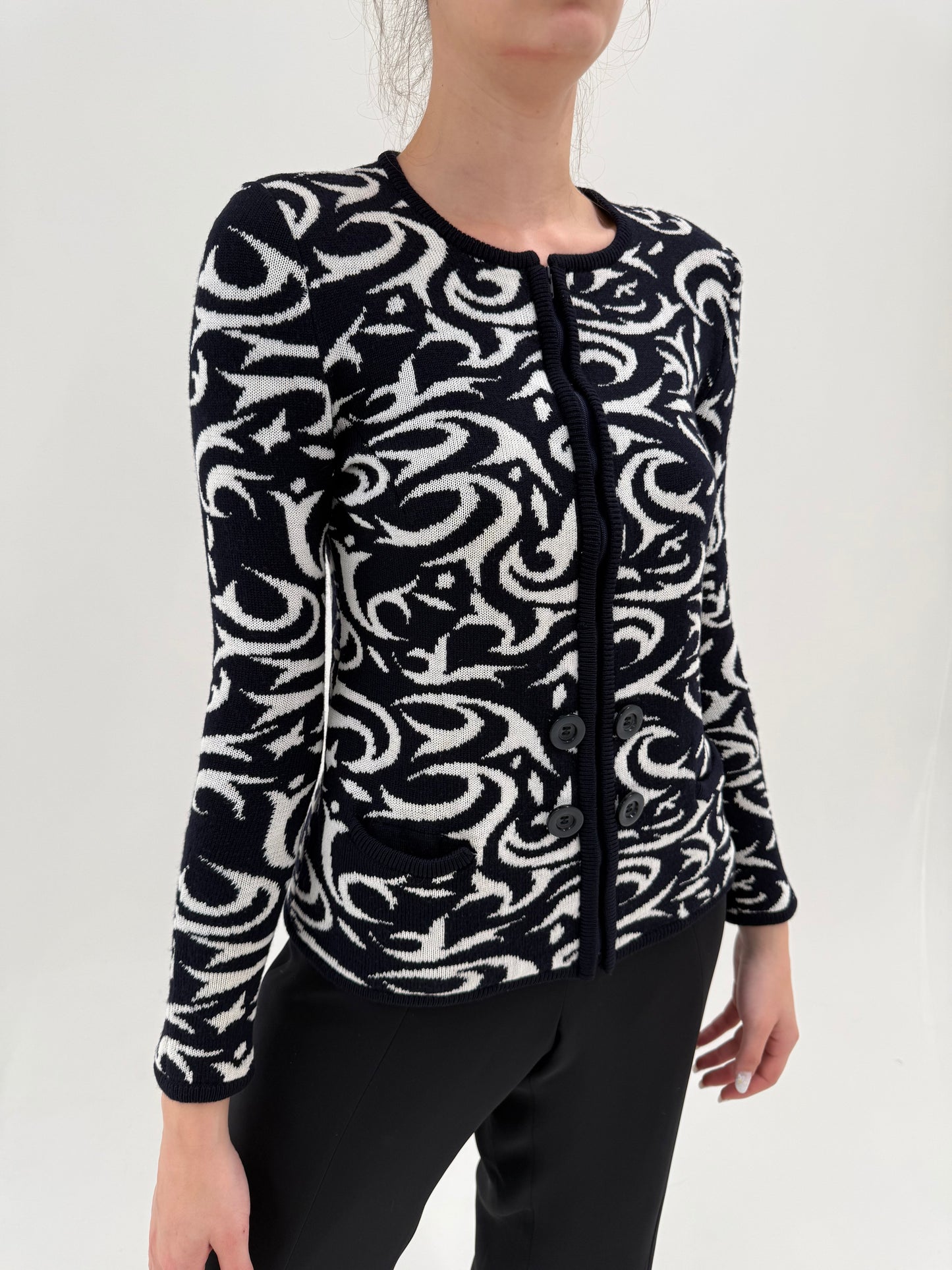 Jacheta Valentino alb navy în croi minimalist