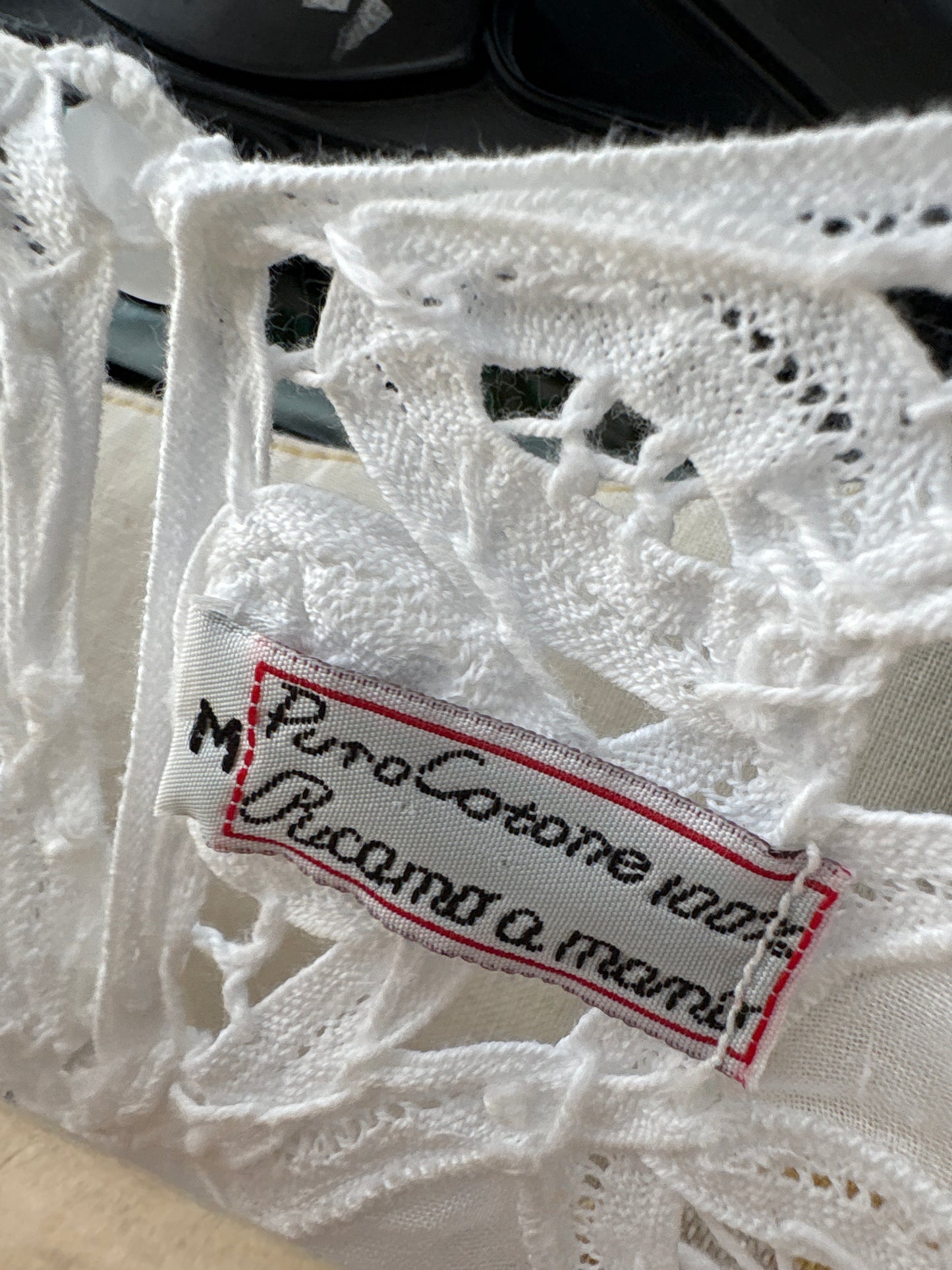 Top italian bijuterie cu dantelă macrame lucrată manual in croi oversized