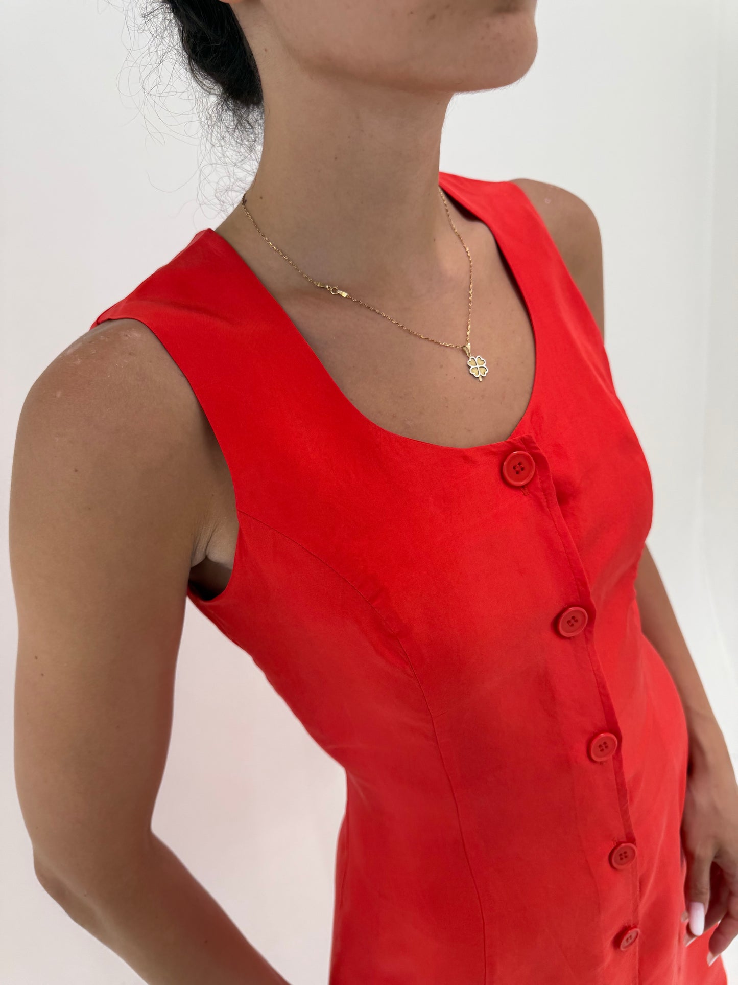 Rochie maxi italiană din mătase naturală electric coral red