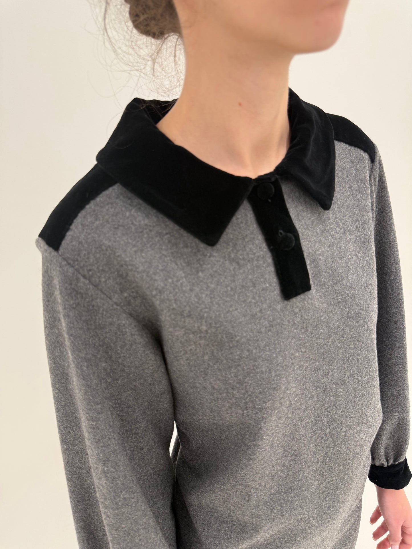 Rochie Old vintage late 70s din flanel de lana extrafina