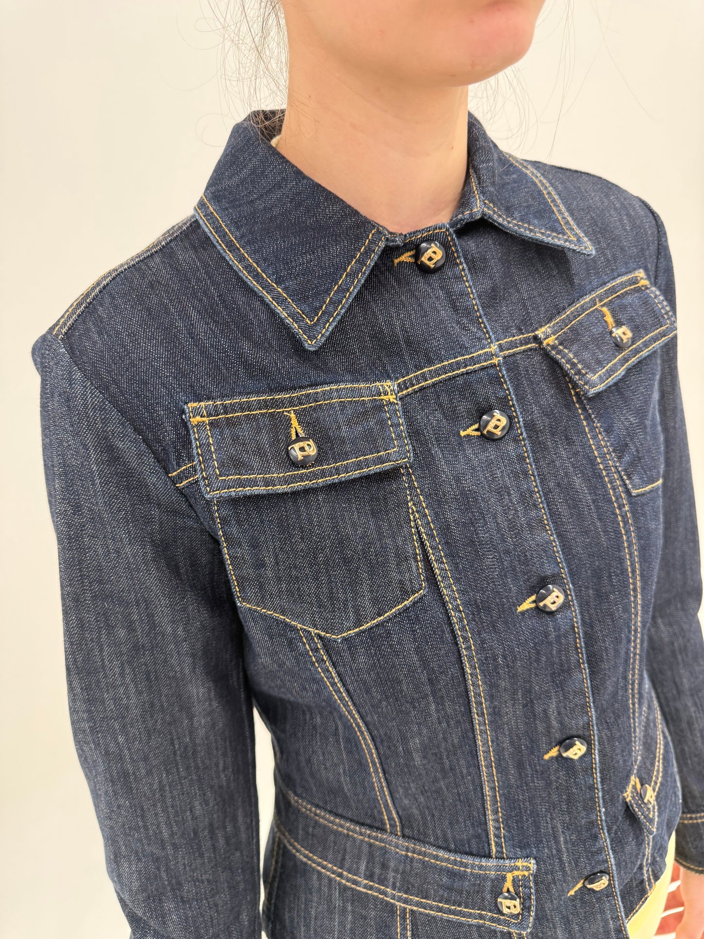 Jacheta luxury Trussardi ultra cambrata din jeans confort în stil Mugler