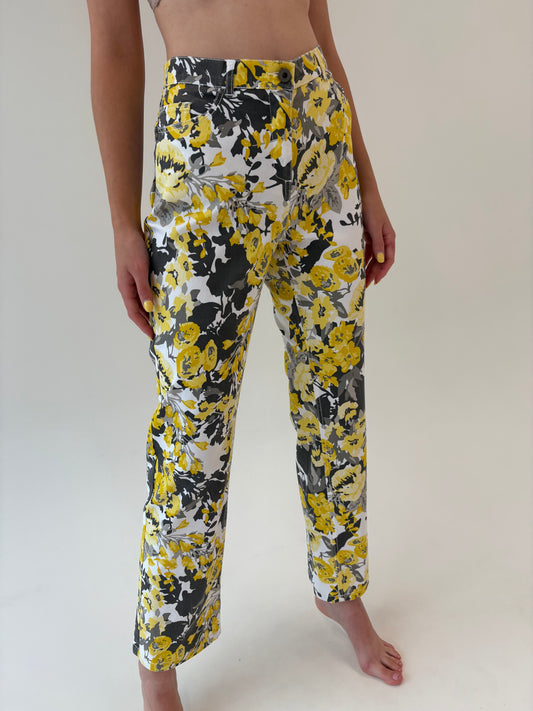 Pantaloni modelatori confort din poplin strech cu print superb