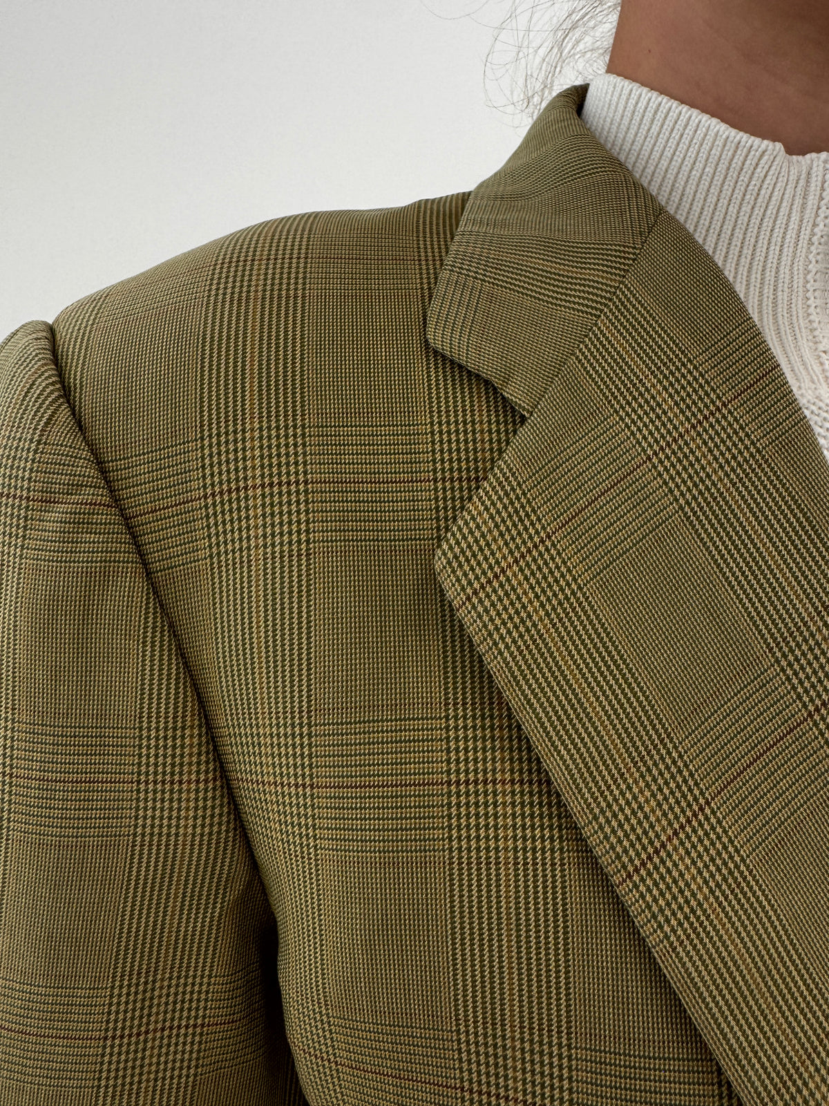 Sacou Burberry vintage în carouri fine din stofă de bumbac