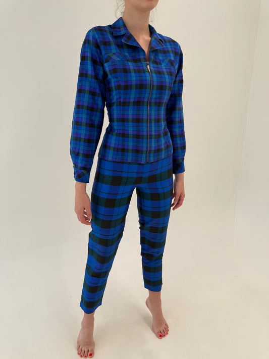 Pantaloni țigaretă din mătase naturală dupioni cu talie ultra înaltă