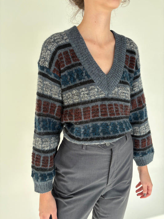 Pulover vintage petite gros din lana extrafina texturată în culori superbe
