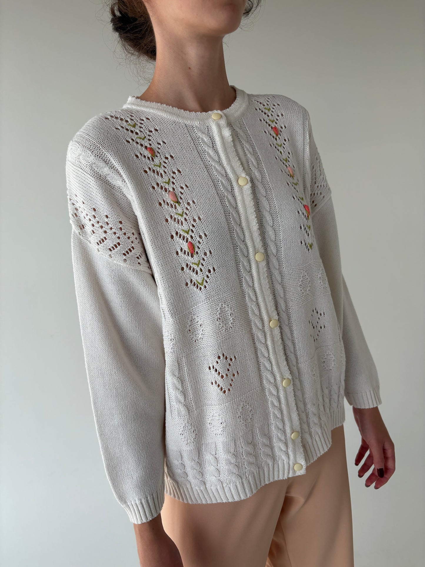 Cardigan vintage cu broderie manuală 3D