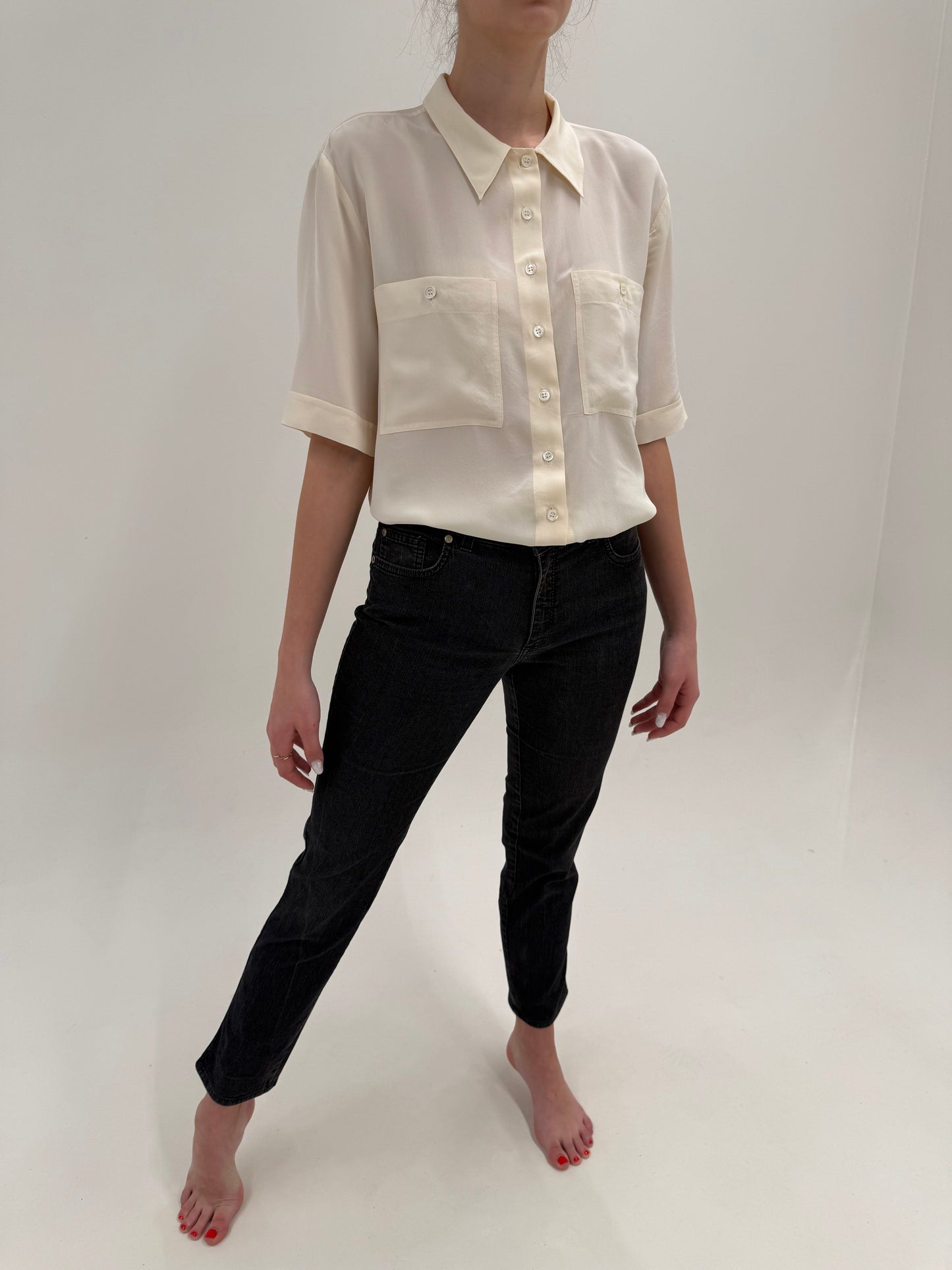 Jeans modelatori luxury Trussardi in croi și wash clasic