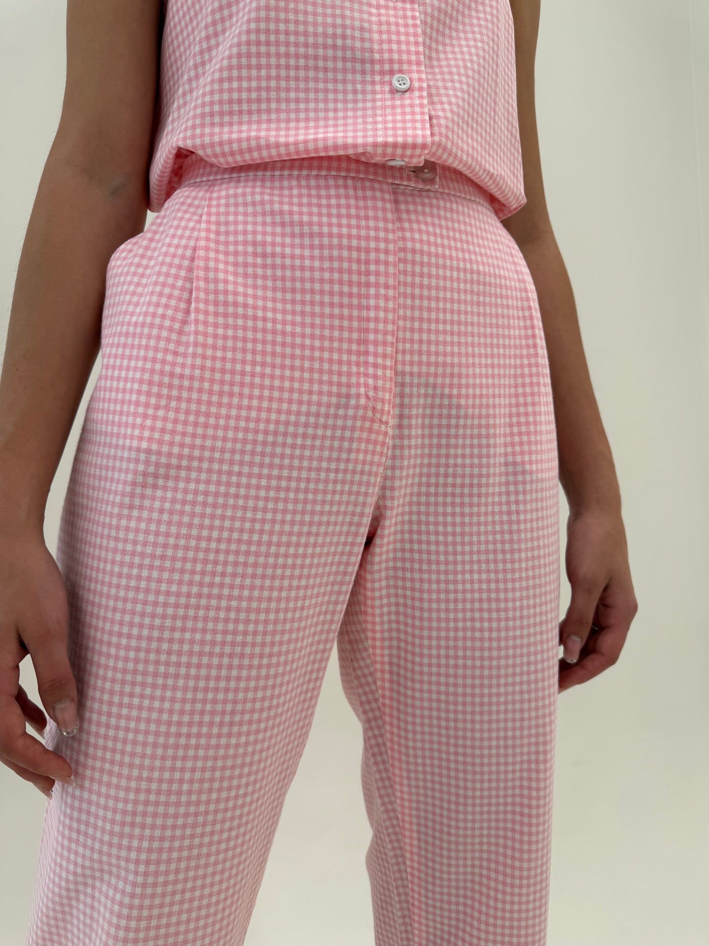 Set gingham din pânză de bumbac powder pink