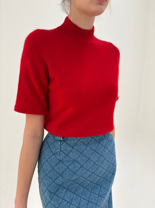 Top cherry red din cașmir