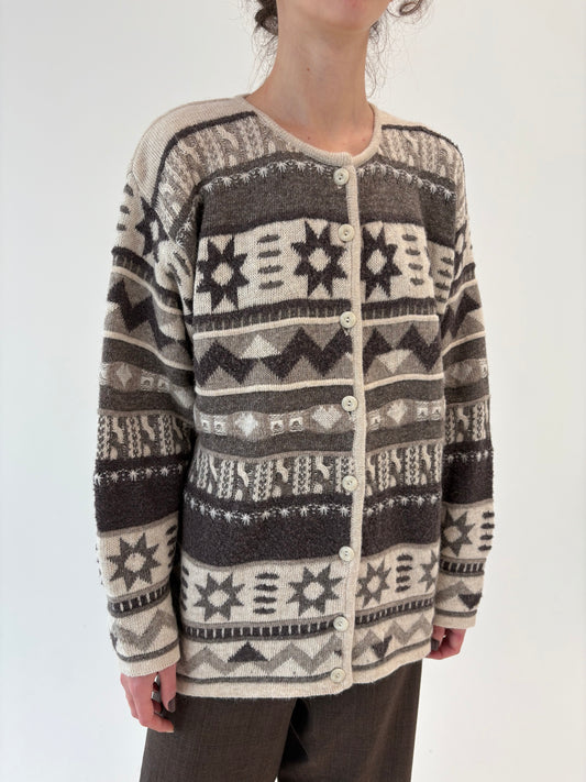 Jacheta tricot de alpaca, mătase naturală și lana în culori naturale