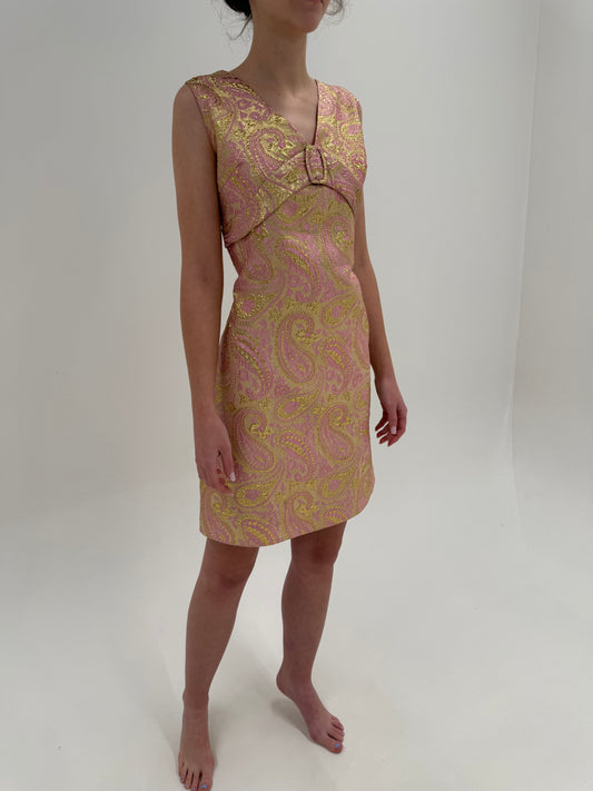 Sheath dress old vintage de colecție ani 70 timpurii din brocart