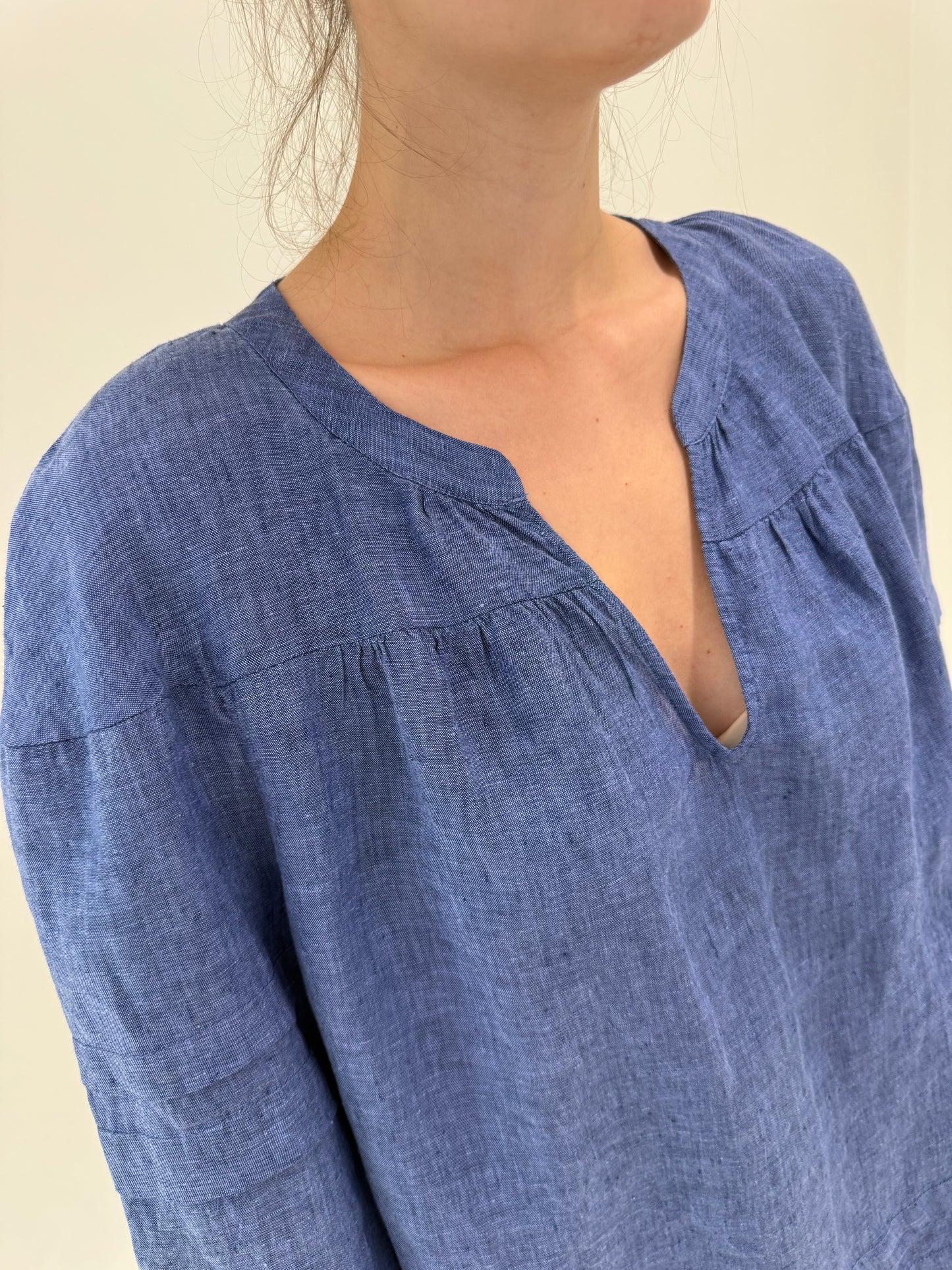 Tunica jeans Blue din in premium în croi lejer