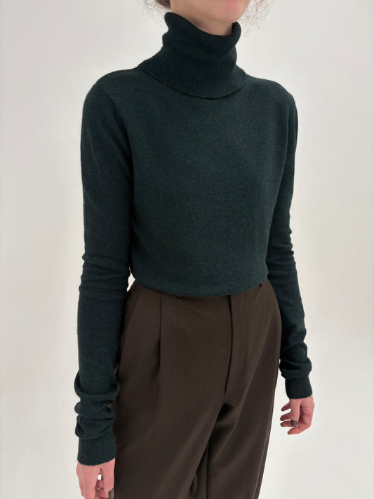 Maleta dark forest green din cașmir