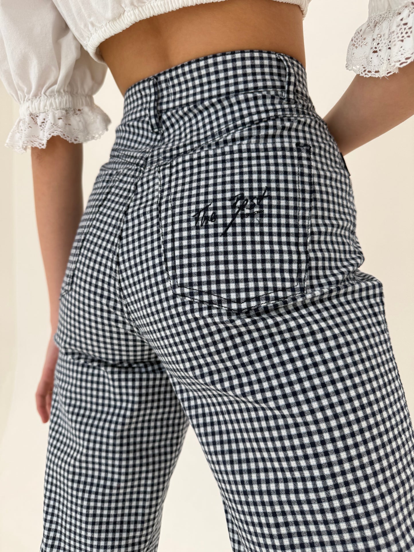 Pantaloni vintage gingham ultra confort modelatori din bumbac