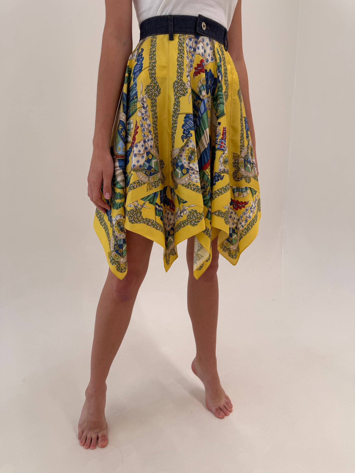 Fustă Dolce&Gabbana din twill de mătase naturală cu talie ultra înaltă