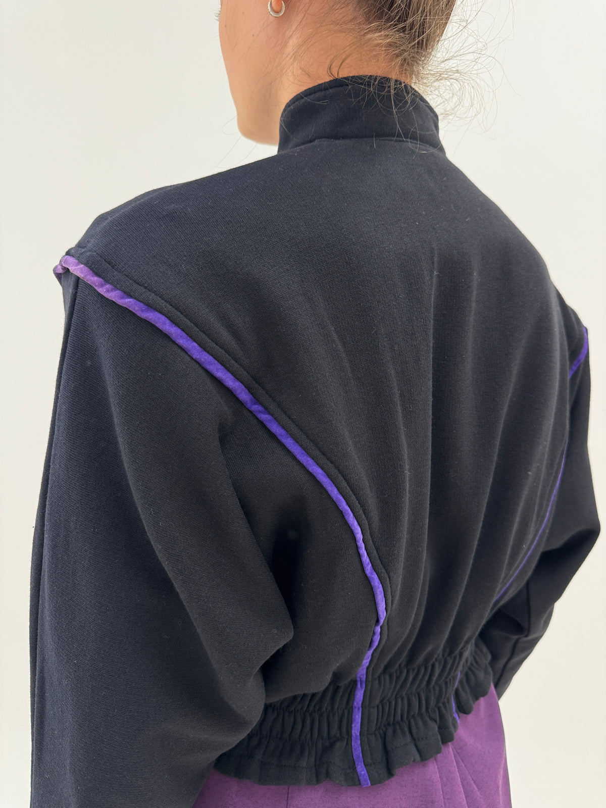 Jacheta vintage cu plastron și nasturi din piele naturală pe bumbac gros
