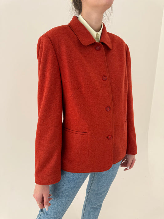 Jacheta italiană rust orange in croi actual din lana extrafina