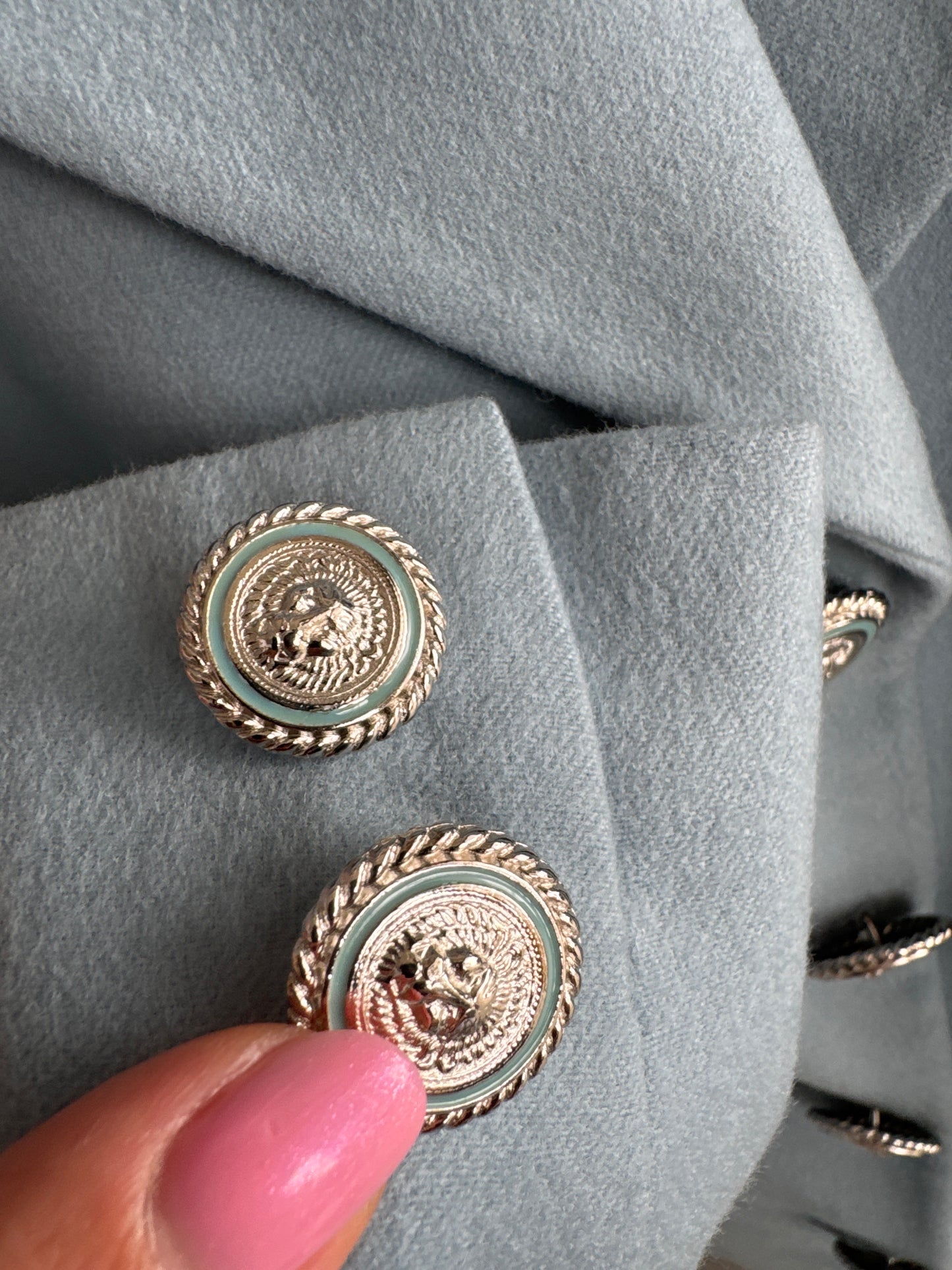 Sacou Versace vintage baby blue din lana și cașmir cu mătase naturală powder Pink